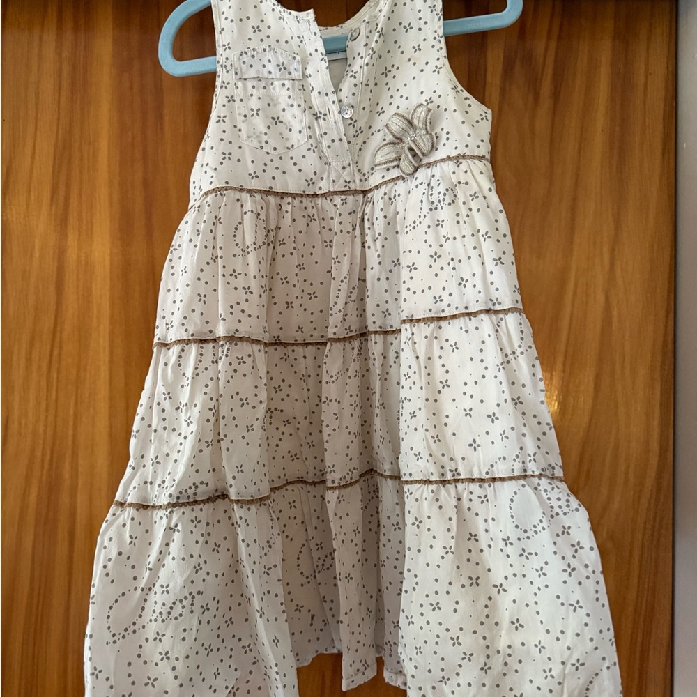 Baby Dior Casual White and Gray Silk Sundress